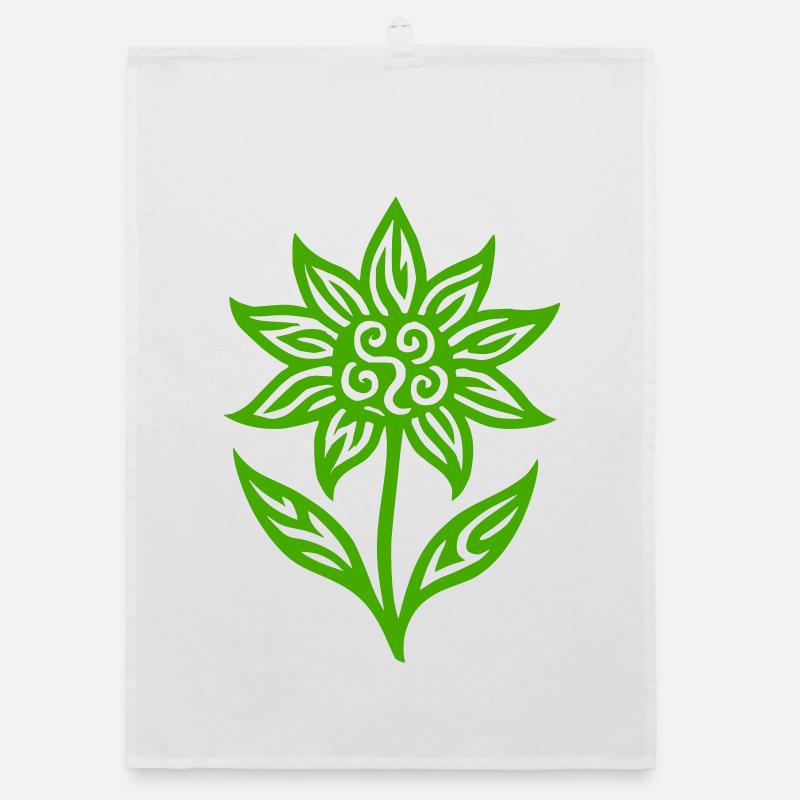 Creative flower with tribal pattern - color variable Organic dish towel
