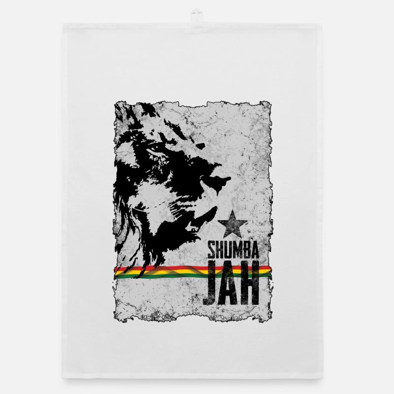 Visage de lion avec drapeau reggae Torchon bio