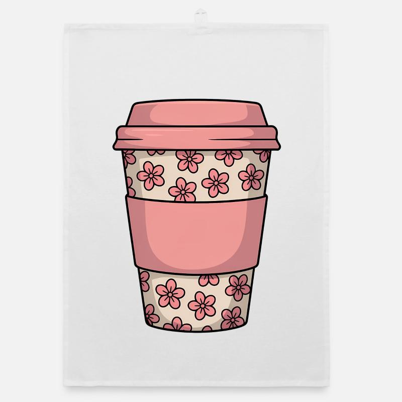 Floral Coffee Cup Organic dish towel