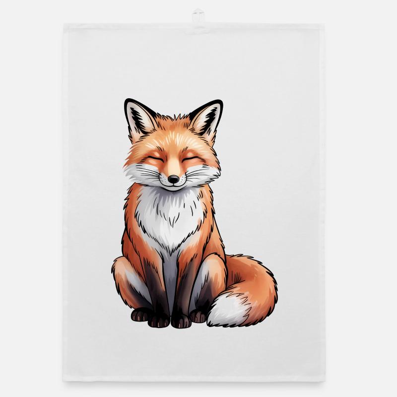 Fox Sitting Organic dish towel