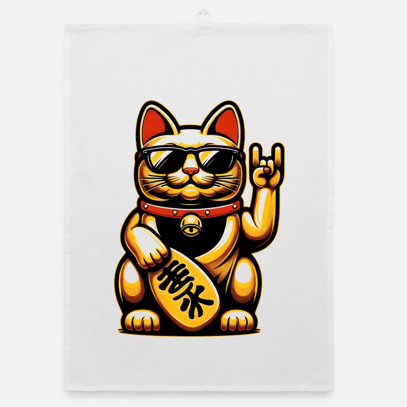 Metal-Neko – Chat Maneki Neko à bascule Torchon bio