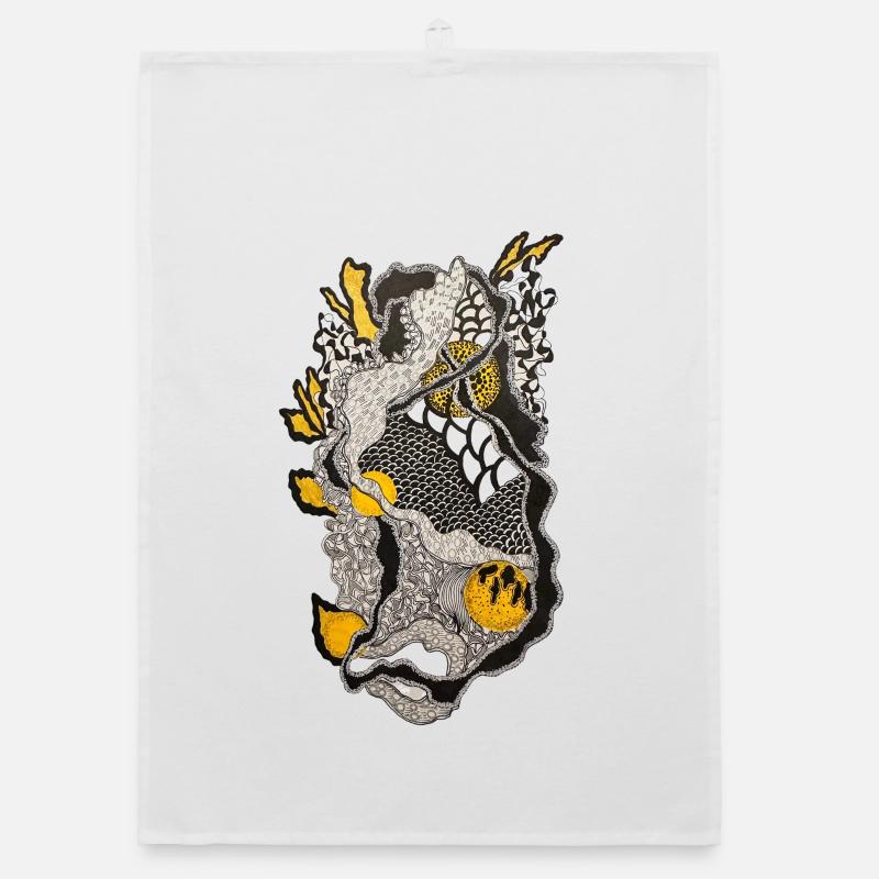 Organic Contrast Pattern Yellow Black Organic dish towel