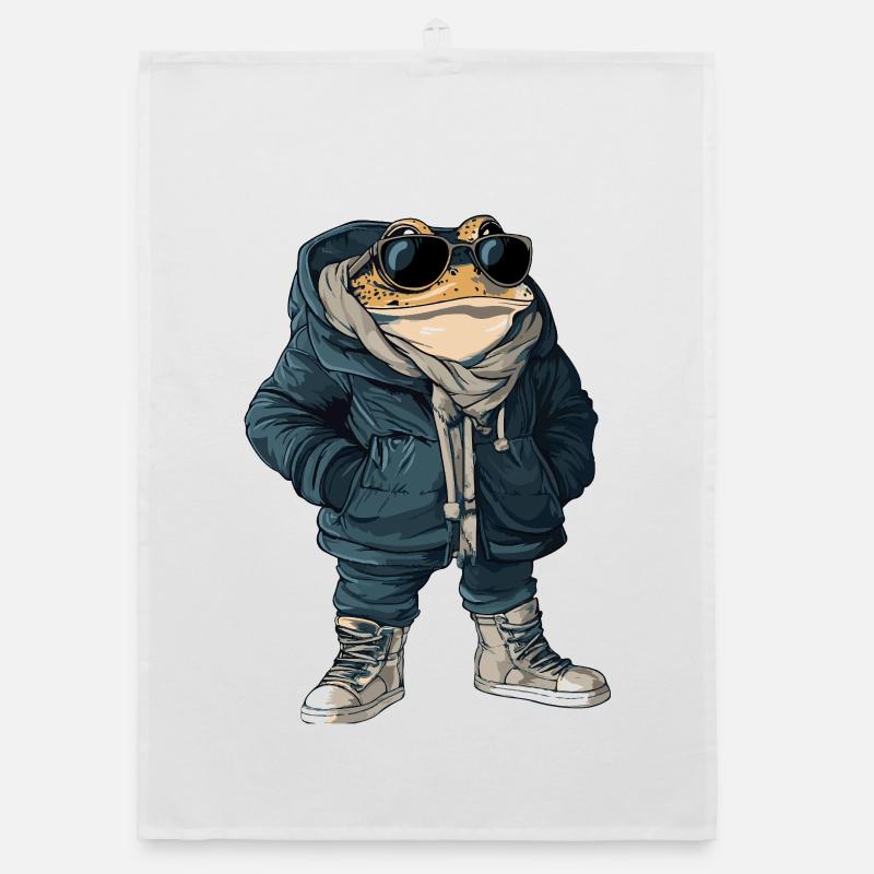 Frog Cool Winter Organic dish towel