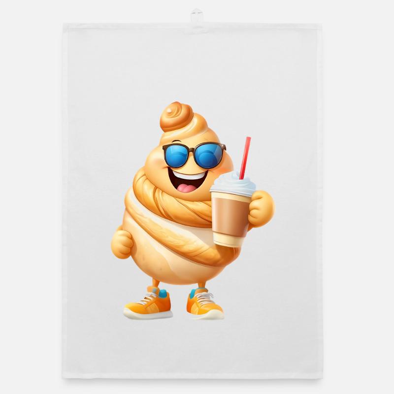 Croissant mit Kaffee Organic Geschirrtuch