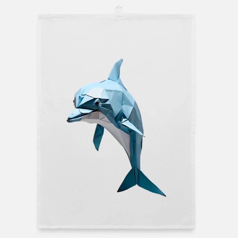 Bleu Low-Poly Dolphin Torchon bio