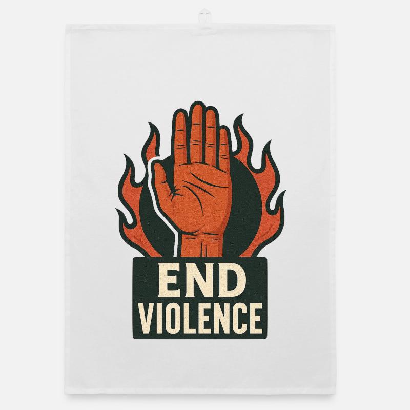 Flaming hand against violence Organic dish towel
