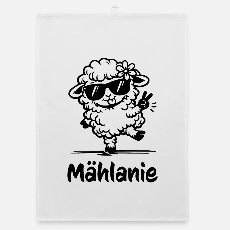 Mählanie mouton dansant Jeu de mots drôle Torchon bio