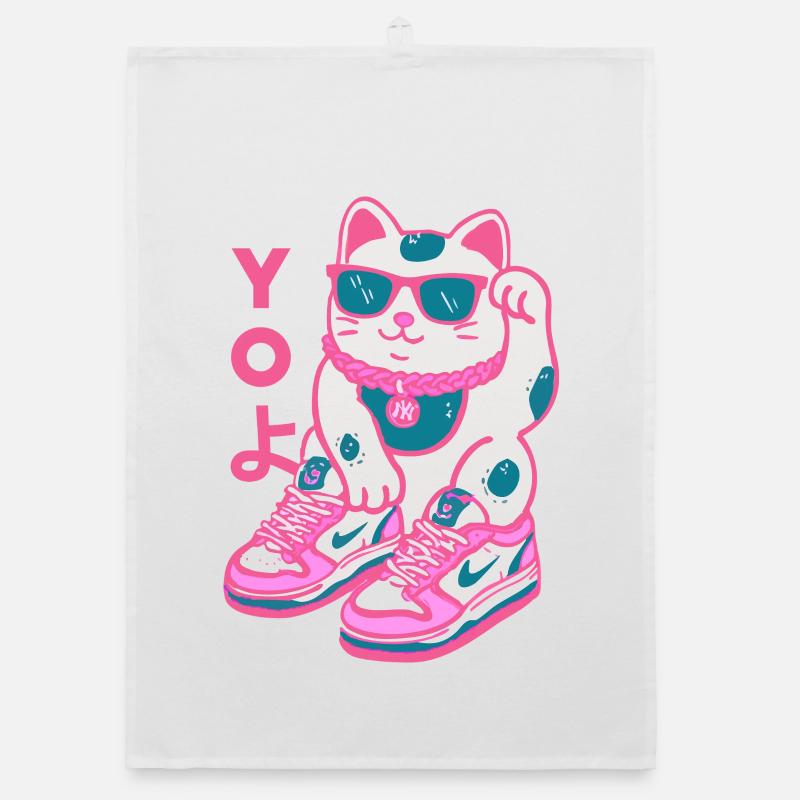 Pattes néon Chat en baskets Torchon bio