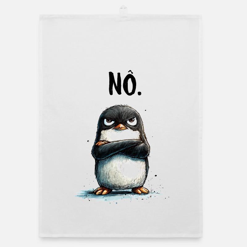 Grumpy Penguin Nope Statement Motif Organic dish towel