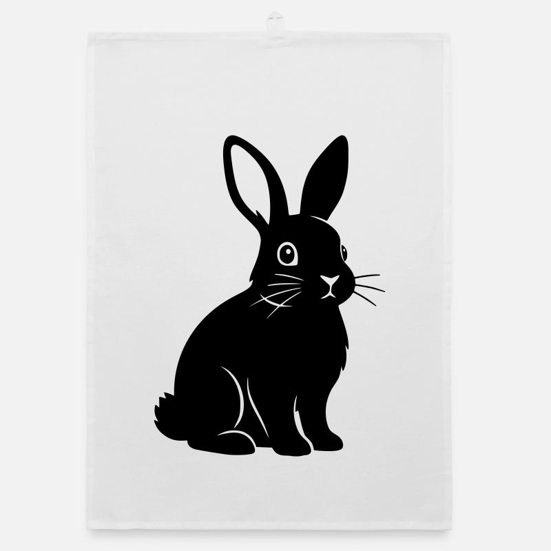 Bunny Rabbit Silhouette Black Vector Organic dish towel