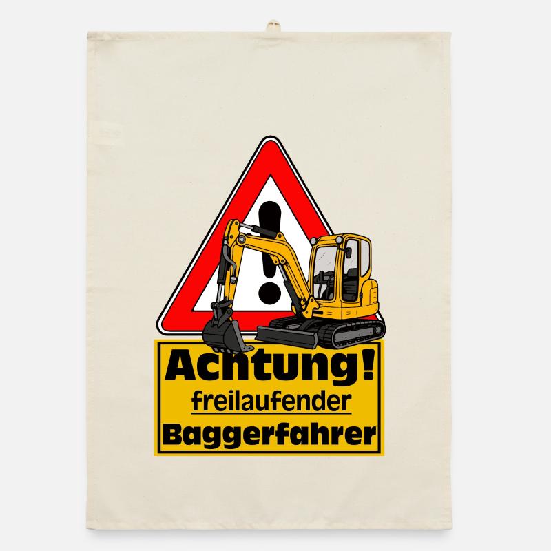 Attention Excavator Driver, Fun Shirt Sticker Organic dish towel