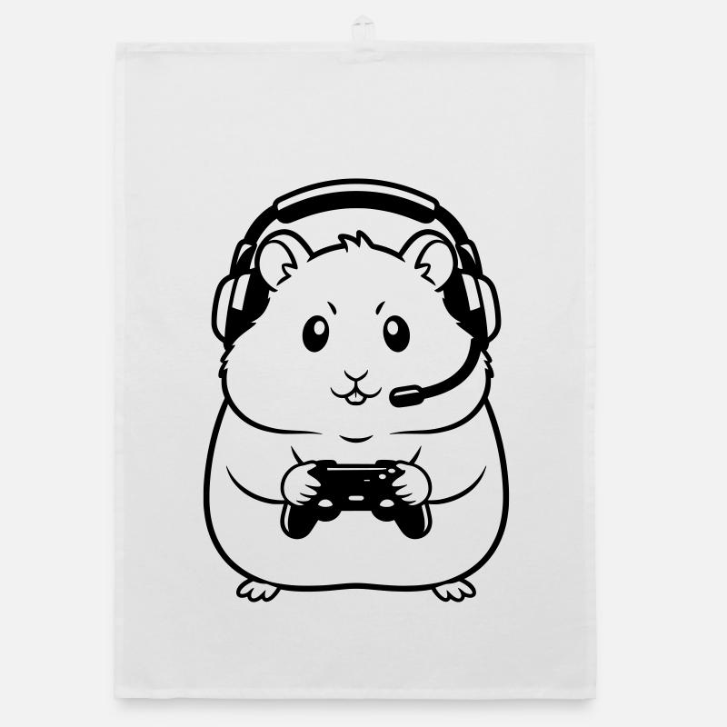Gamer Hamster Controller Outline Organic dish towel