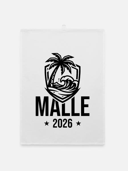 Malle 2026 Palmen Strand - Organic Geschirrtuch - Weiß - Vorne