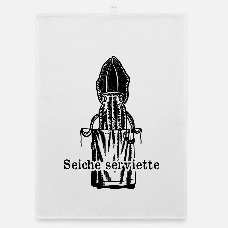 Seiche serviette - humour marin et absurde Torchon bio