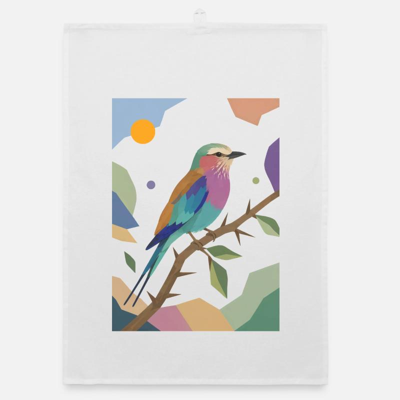 Design de rouleau poitrine lilas oiseau coloré Torchon bio