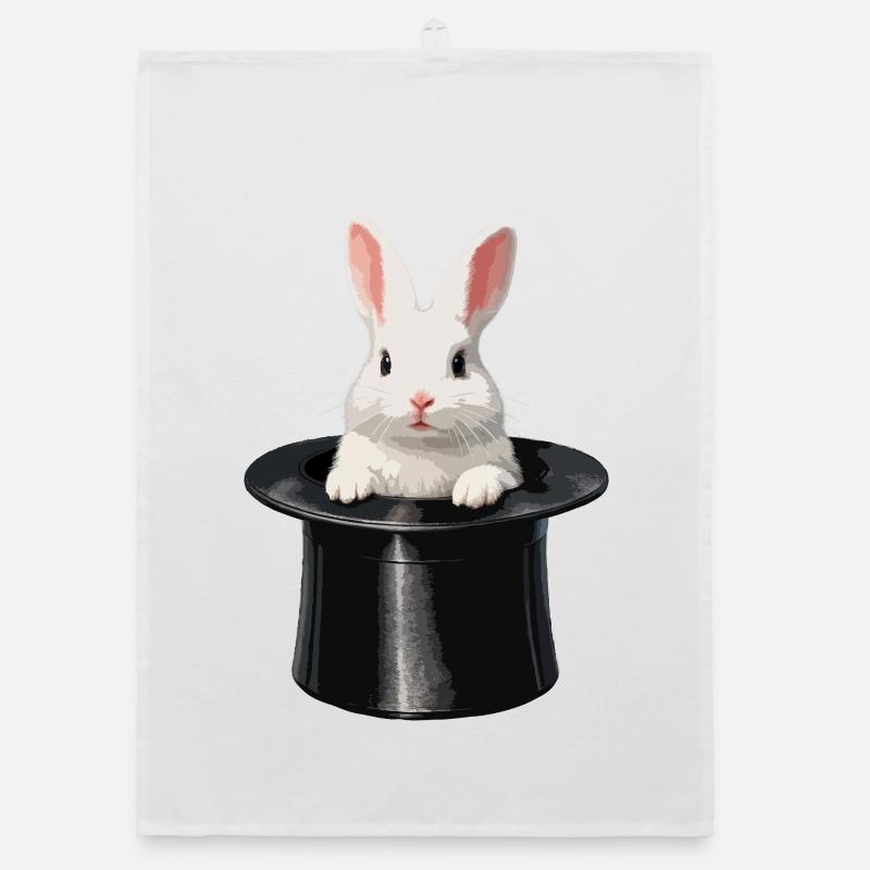 Un lapin sorti du chapeau magique Torchon bio