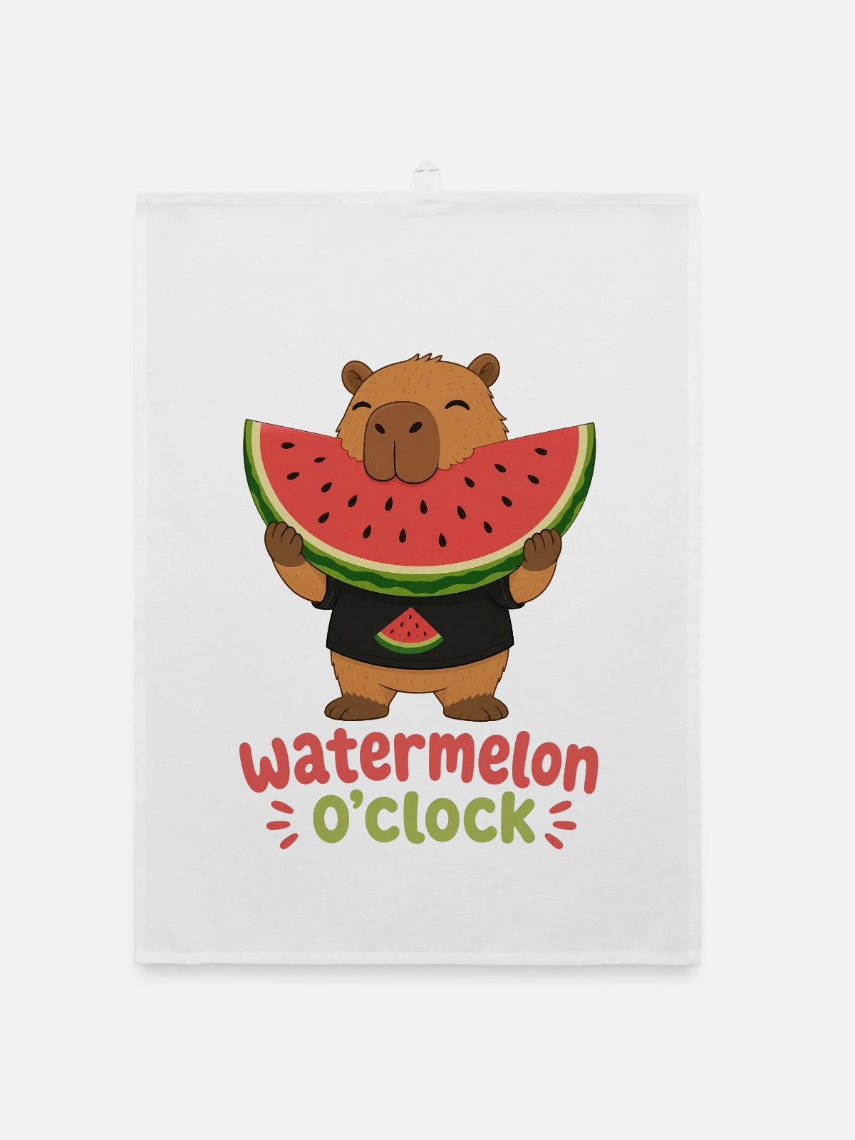 Wassermelone Capybara Sommer - Organic dish towel - white - Front