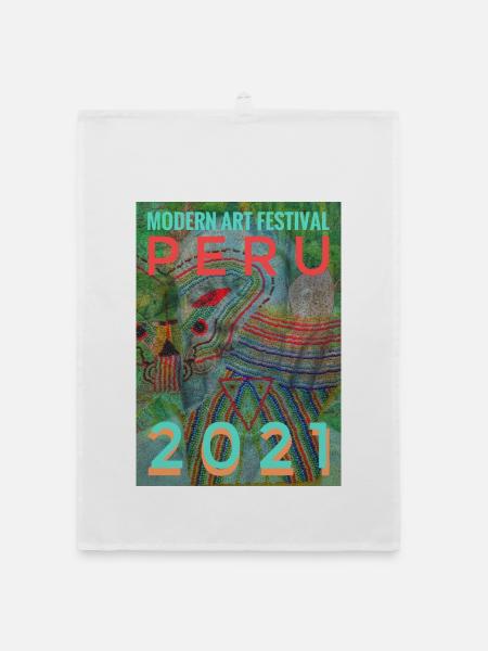 Peru Beadwork Kunstfestival 2021 - Organic Geschirrtuch - Weiß