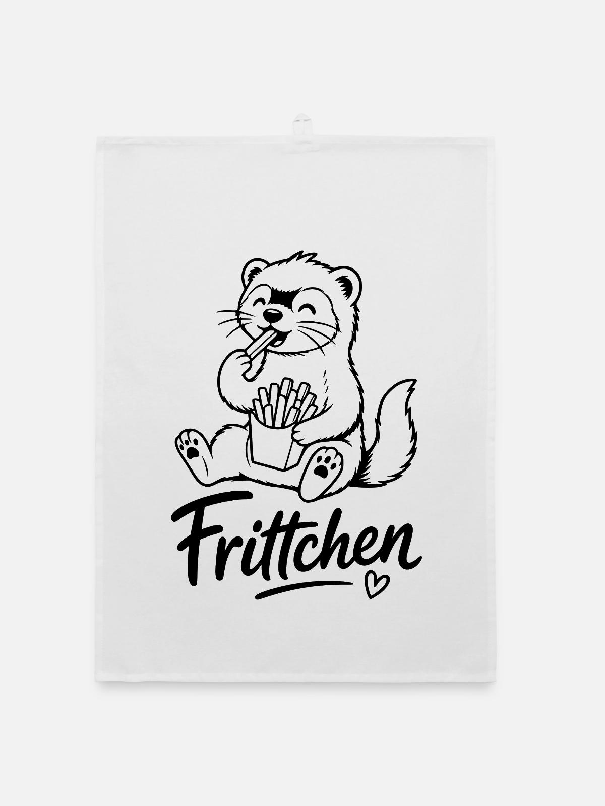 Frittchen Frettchen Fritten - Organic Geschirrtuch - Weiß - Vorne