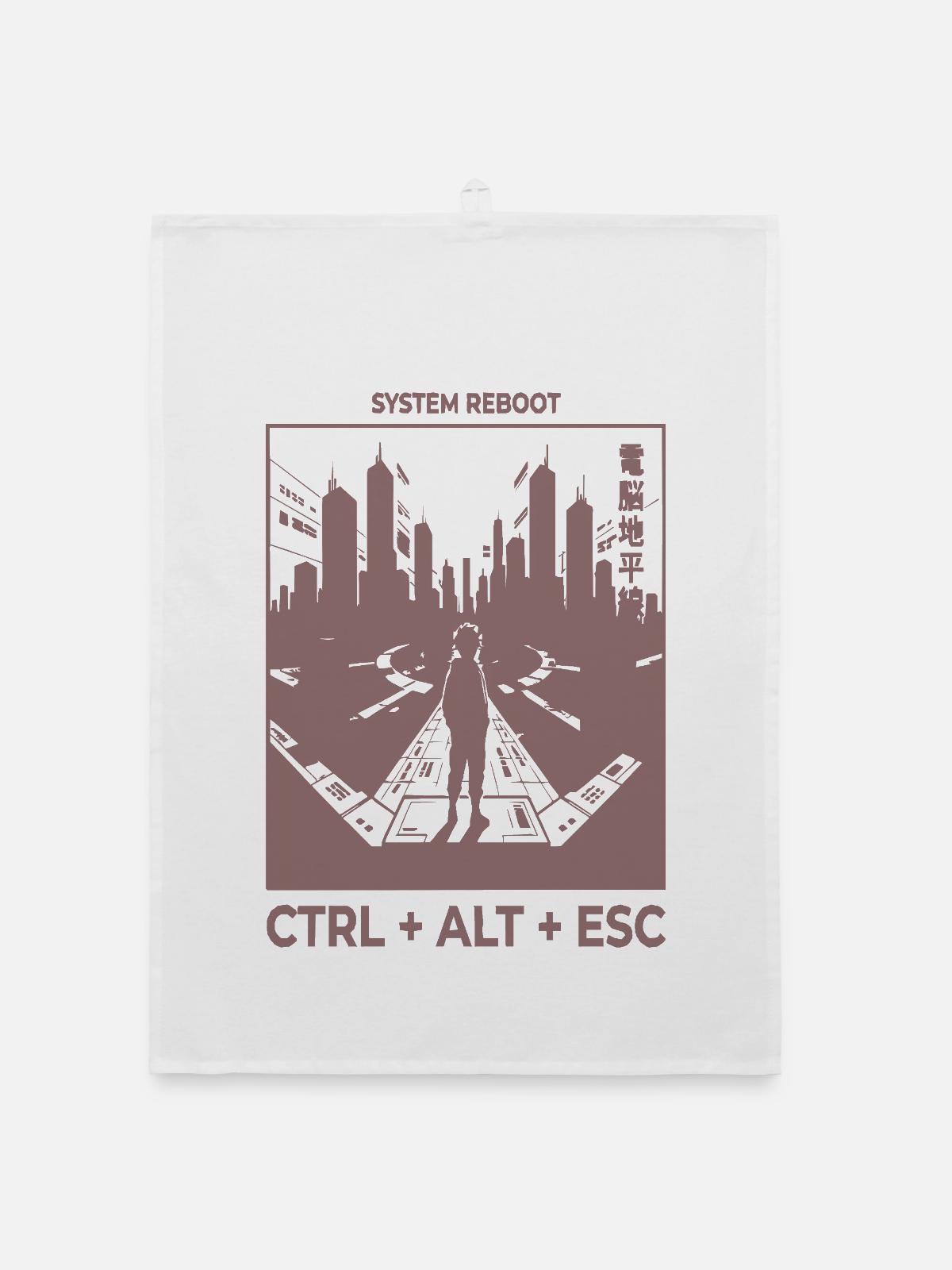 System Reboot Skyline - Organic Geschirrtuch - Weiß - Vorne