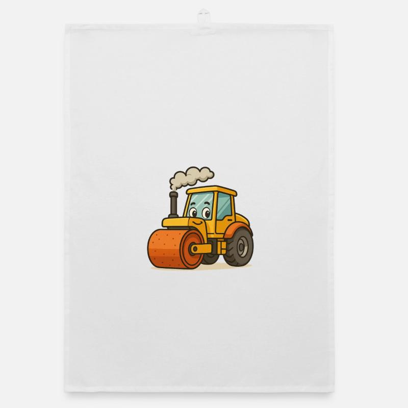Klassischer Bagger mit Dampfmotor - Organic Geschirrtuch - Weiß