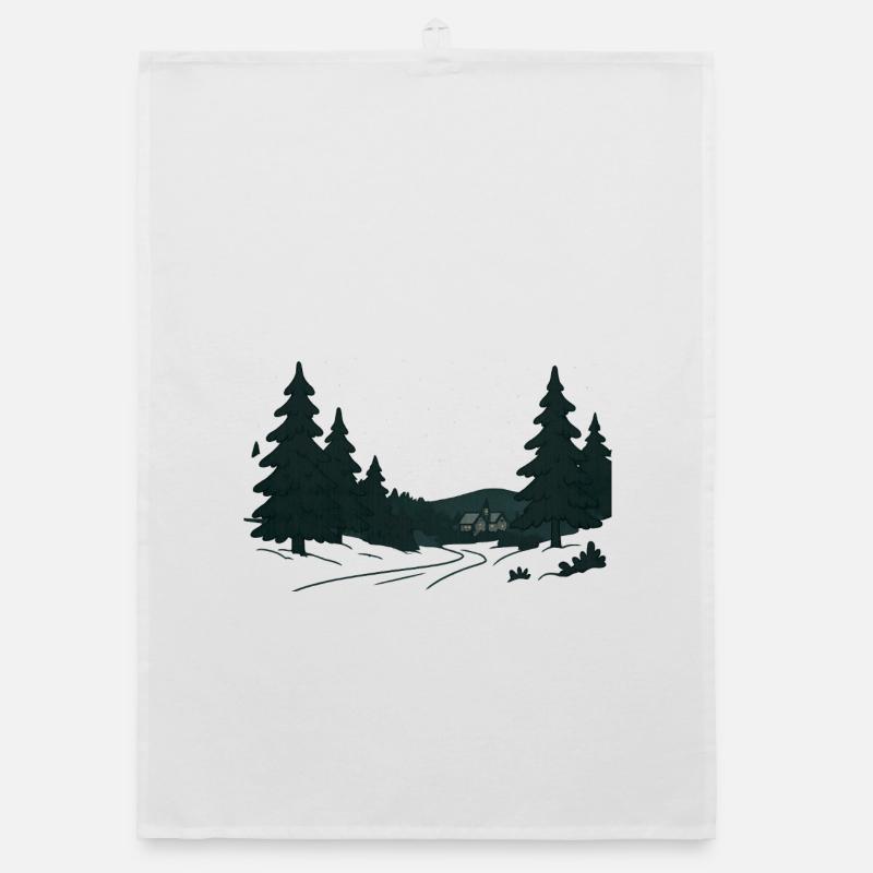 Night Forest Path into Christmas Organic dish towel