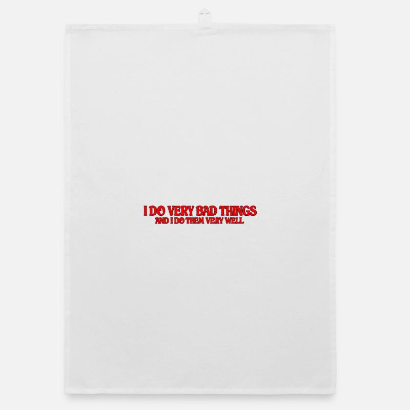 I Do Very Bad Things – Red Typo Organic dish towel