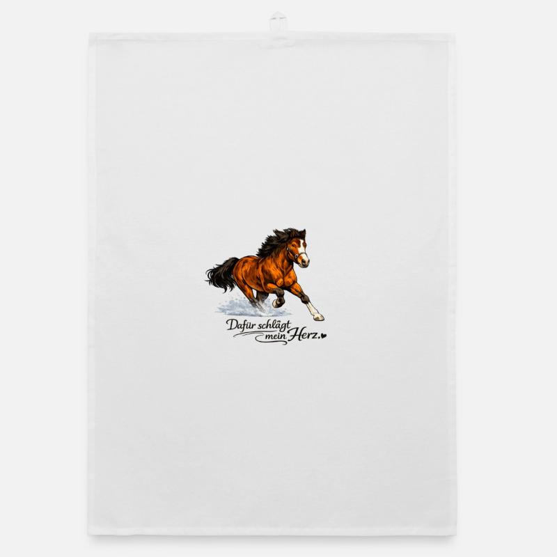 Cheval - C’est pour ça que mon cœur bat - Torchon bio - blanc