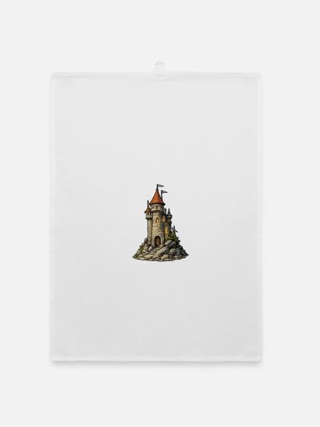Burgturm am Felsen - Organic Geschirrtuch - Weiß - Vorne