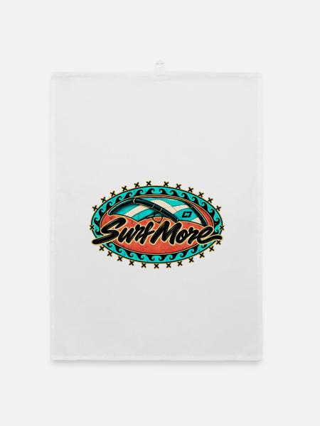 SurfMore Retro Surf-Logo - Wing - Organic Geschirrtuch - Weiß