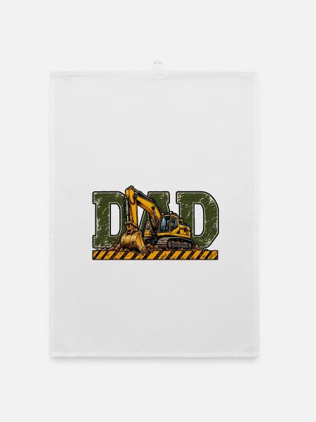 Dad Bagger – Geschenk für Baggerfahrer - Organic Geschirrtuch - Weiß - Vorne