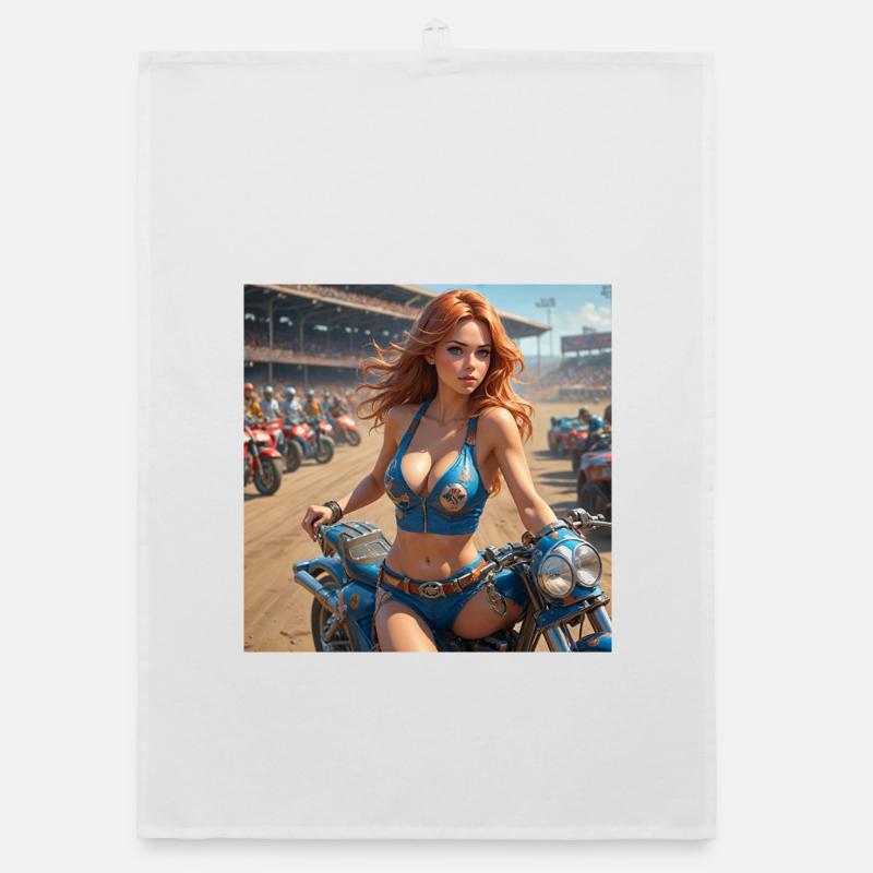 Dirt Track Diva - Organic Geschirrtuch - Weiß