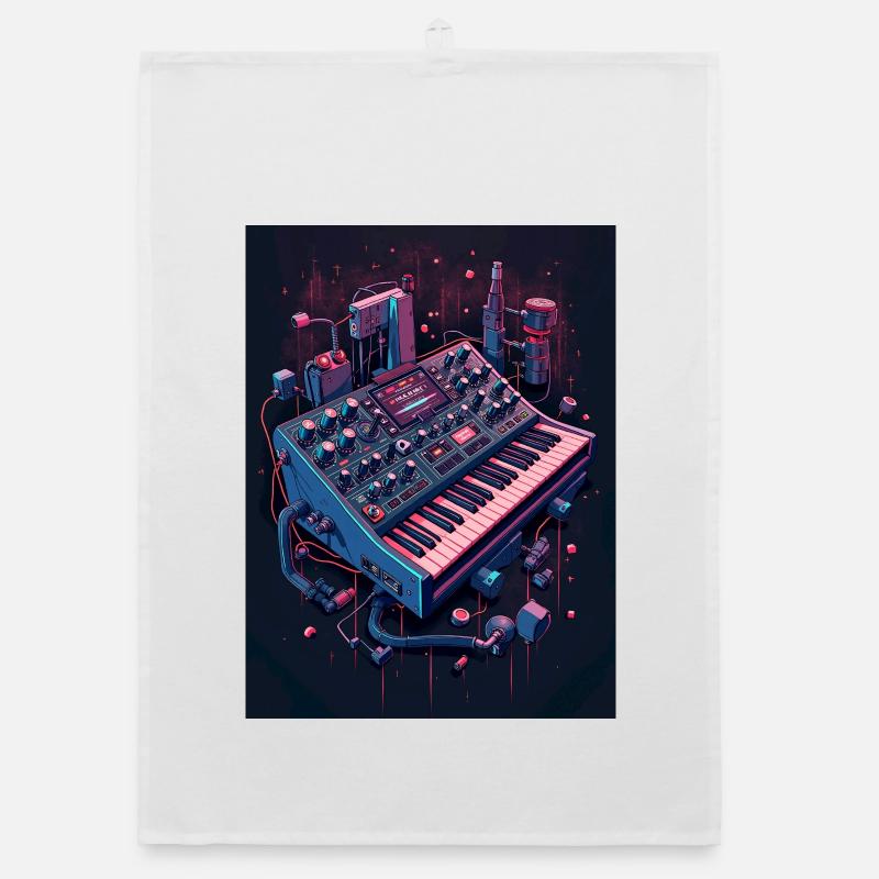 Futuristic Analog Synthesizer Organic dish towel