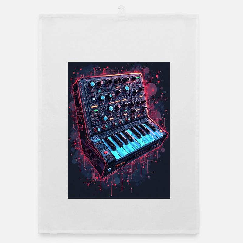 Digital Synthesizer Art Design Organic dish towel
