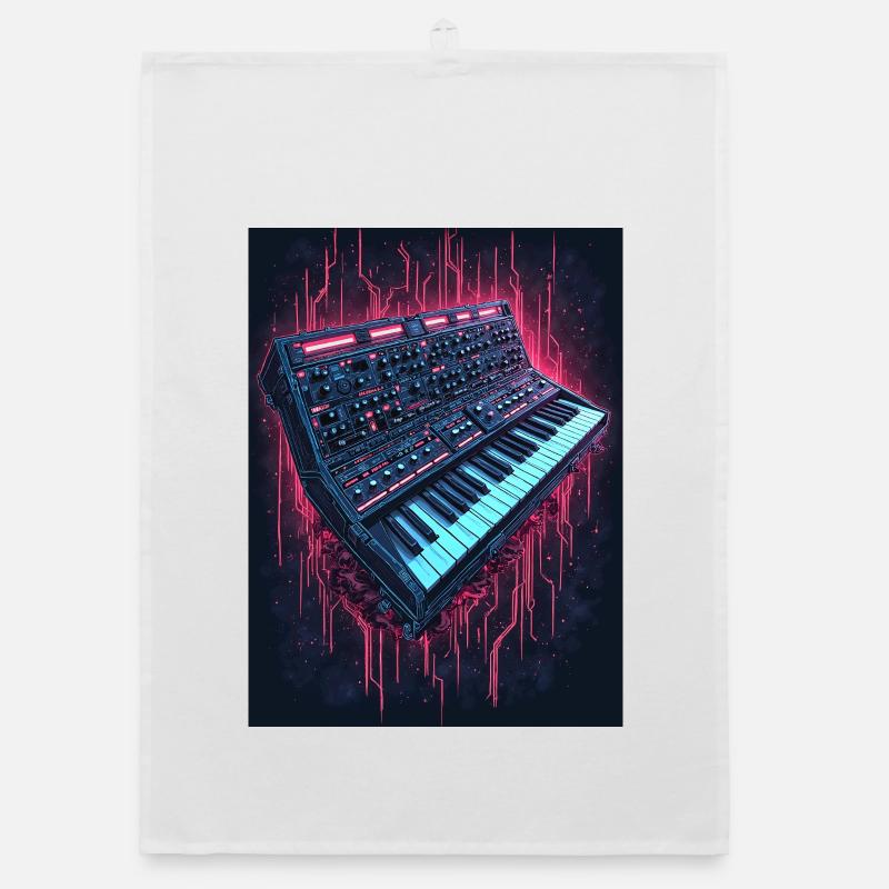 Neon Synthesizer Music Design Organic dish towel