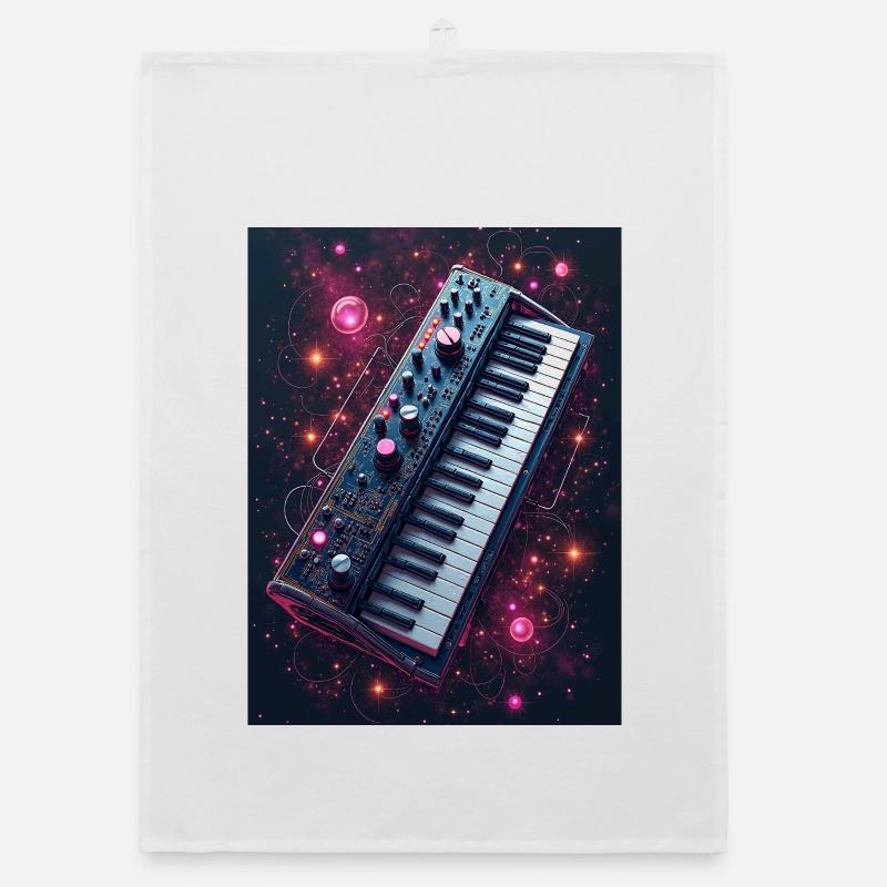 Kosmisches Musik-Keyboard - Organic Geschirrtuch - Weiß