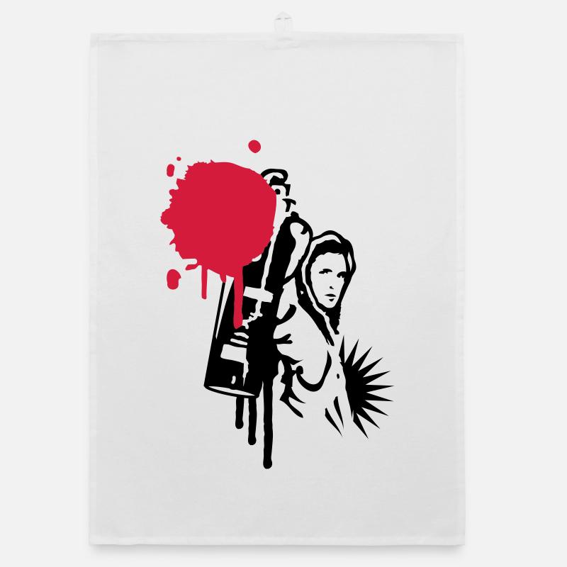 A sprayer with spray can in graffiti style Organic dish towel