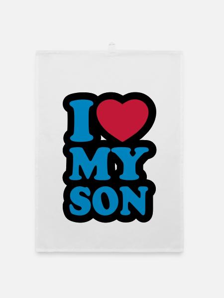 I love my son - Ich liebe meinen Sohn - Organic Geschirrtuch - Weiß - Vorne