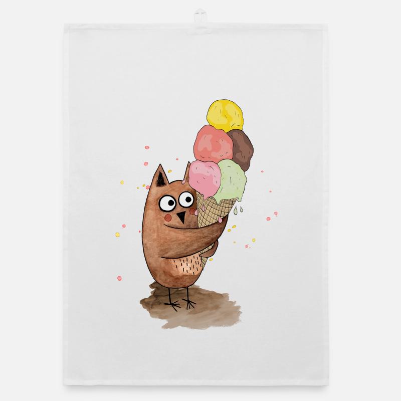 Owl with huge ice Organic dish towel