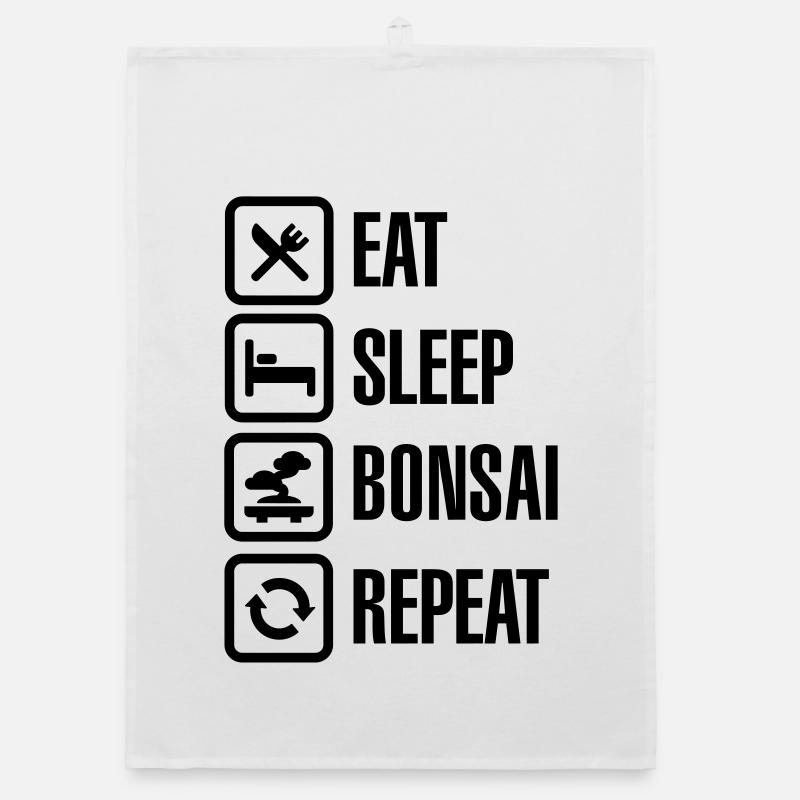 Eat Sleep Bosai Repeat Japonais petit arbre taille Torchon bio