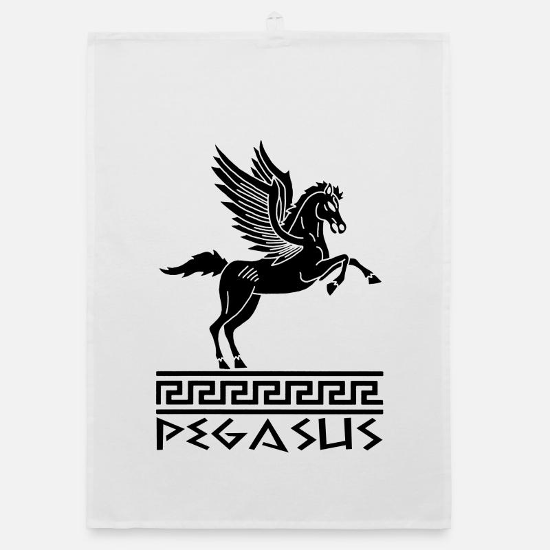 Black Pegasus Horse Organic dish towel