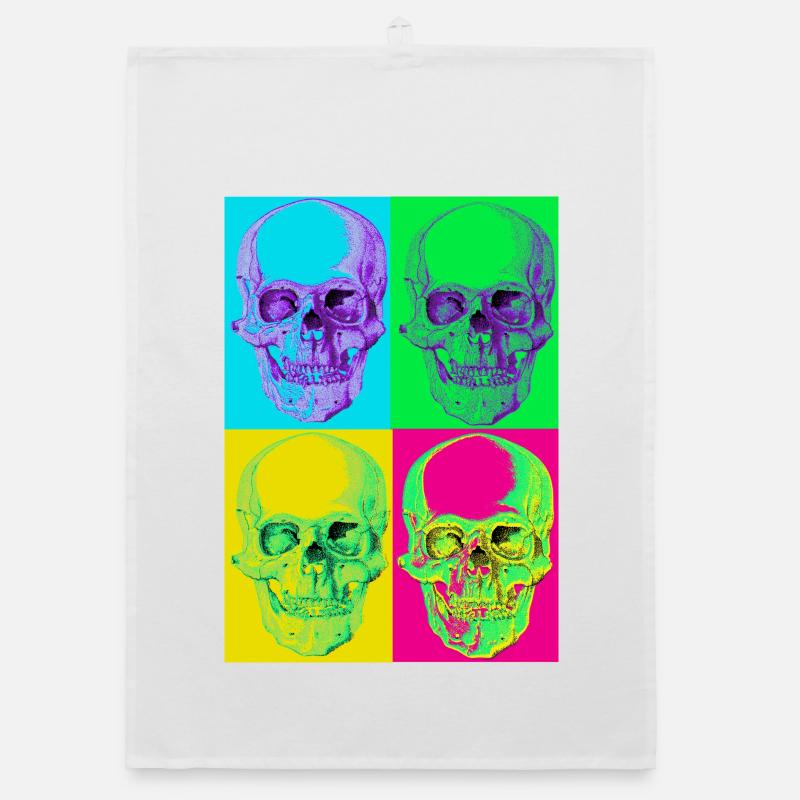 Pop Art Four-Colour Skull Organic dish towel