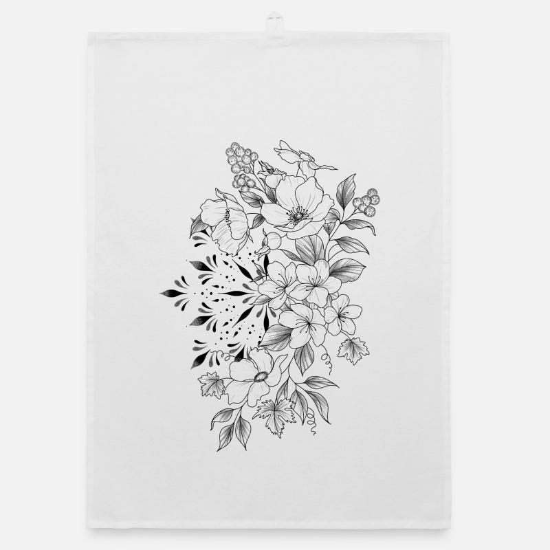 Cherry mandala floral design Organic dish towel