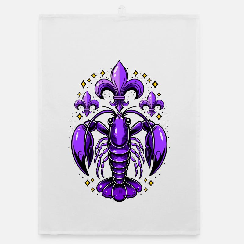 Mardi Gras Languste mit Fleur-de-Lis Design Organic Geschirrtuch