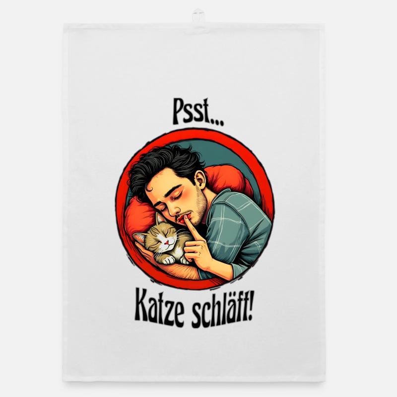 Katze schläft Organic Geschirrtuch