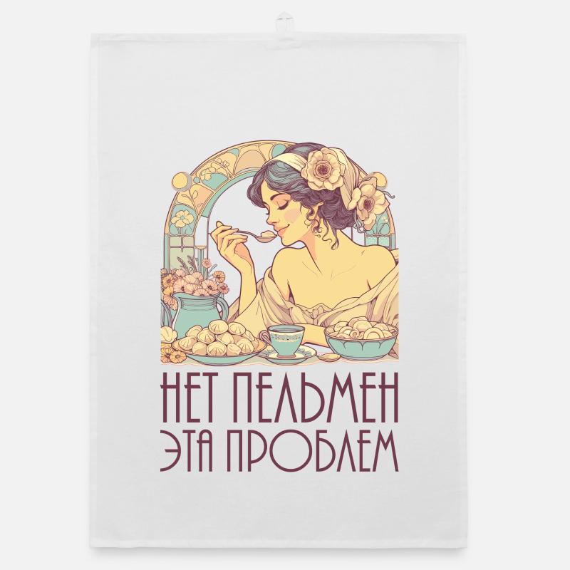 No pelmeni, that's a problem, Art Nouveau Organic dish towel