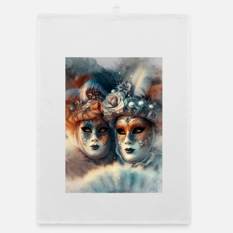 Masques Carnaval Vénitien Aquarelle Torchon bio