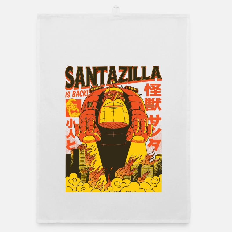 Géant Père Noël en mode Kaiju Retro Torchon bio