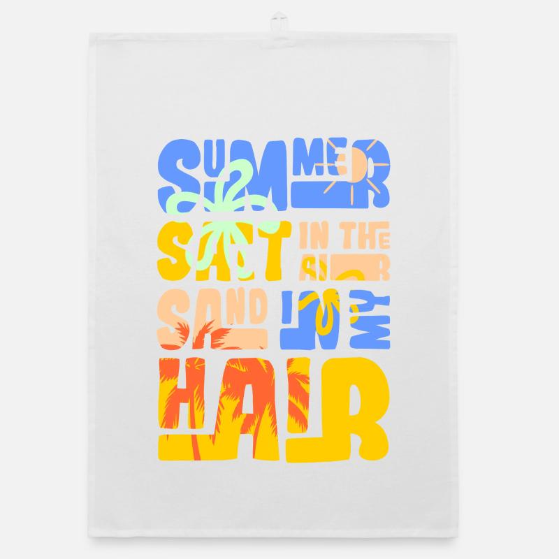 Conception de sable et de mer en été Torchon bio