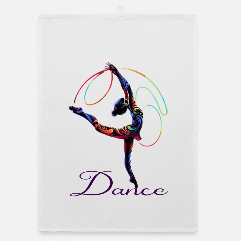 Dance poet in rainbow light Organic dish towel
